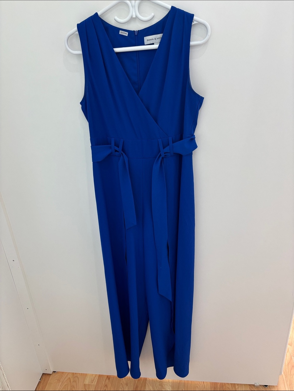Emma & Michele Cobalt Blue Sleeveless Wrap Jumpsuit